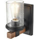 Taos 1 Light 4.75 inch Matte Black/Wood Grain Bathroom Wall Sconce Wall Light